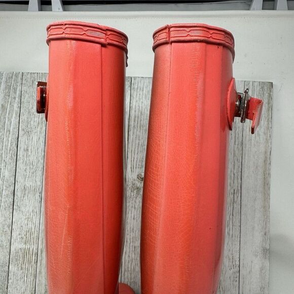 Hunter Rain Boots Womens Size 7 Pink Rubber Original Tall Classic Outdoor Matte - Picture 8 of 12
